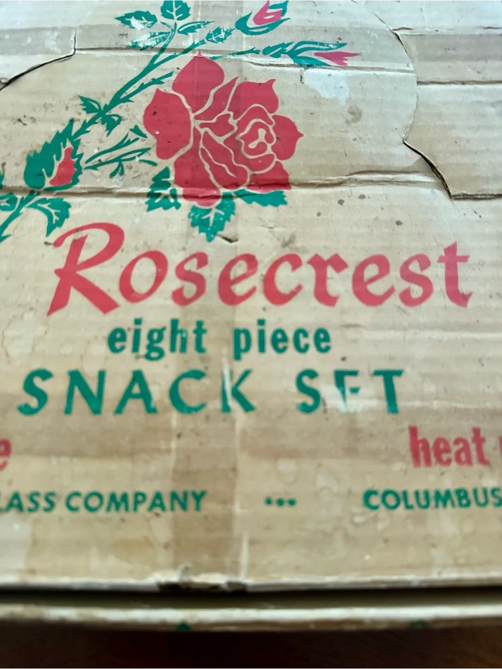 Vintage Federal Glass “Rosecrest” Milk Glass 8pc Snack Set Set
